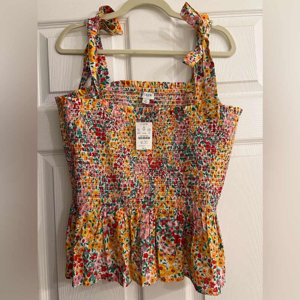JCrew Factory Floral Tie Tank Size XL